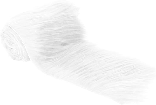 FabricLA Mohair Shaggy Faux Fur Fabric - Pre Cut Strips | Trim Ribbon | DIY Craft, Hobby, Costume, Decoration - White