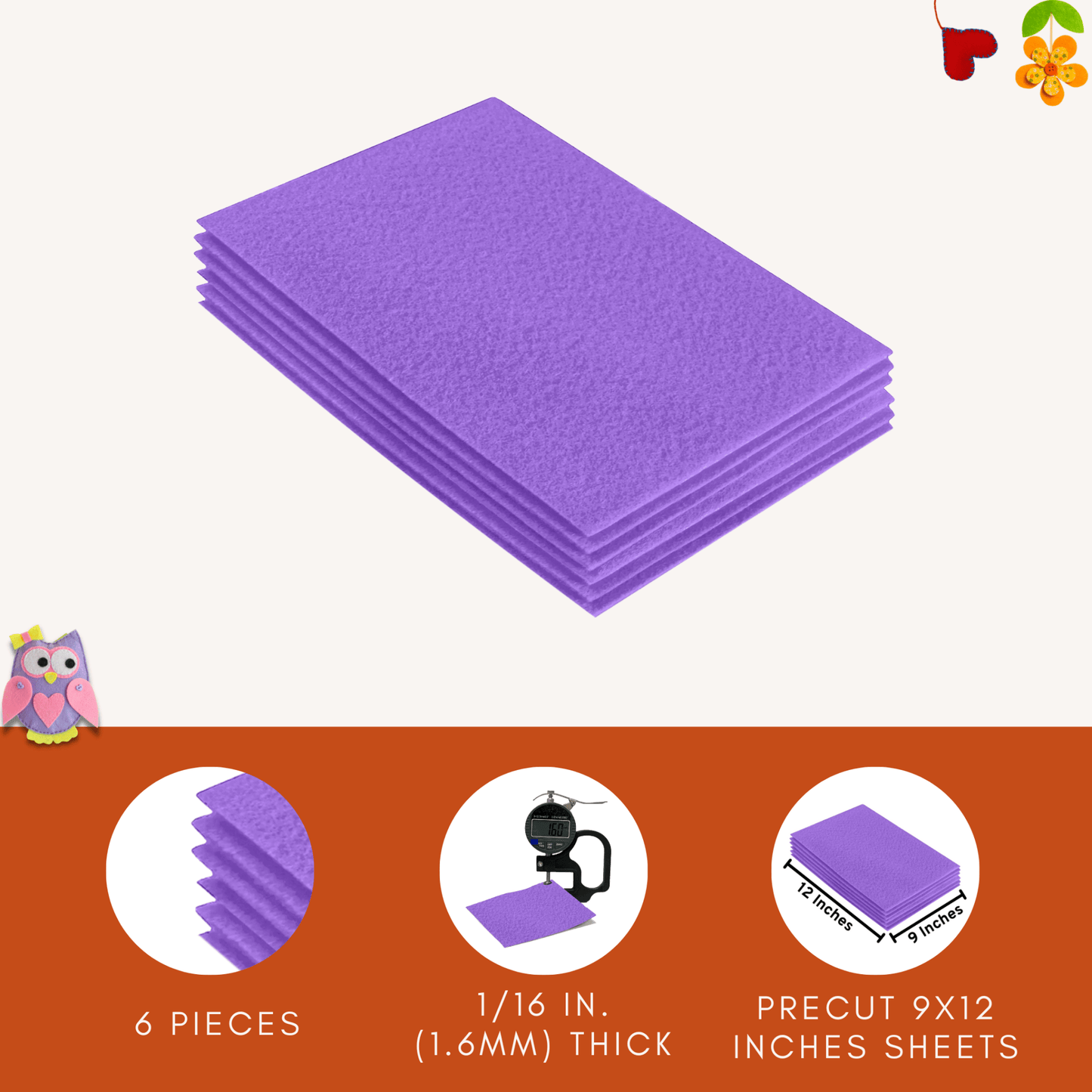 FabricLA Acrylic Felt 9"X12" Sheet Packs | Lavender