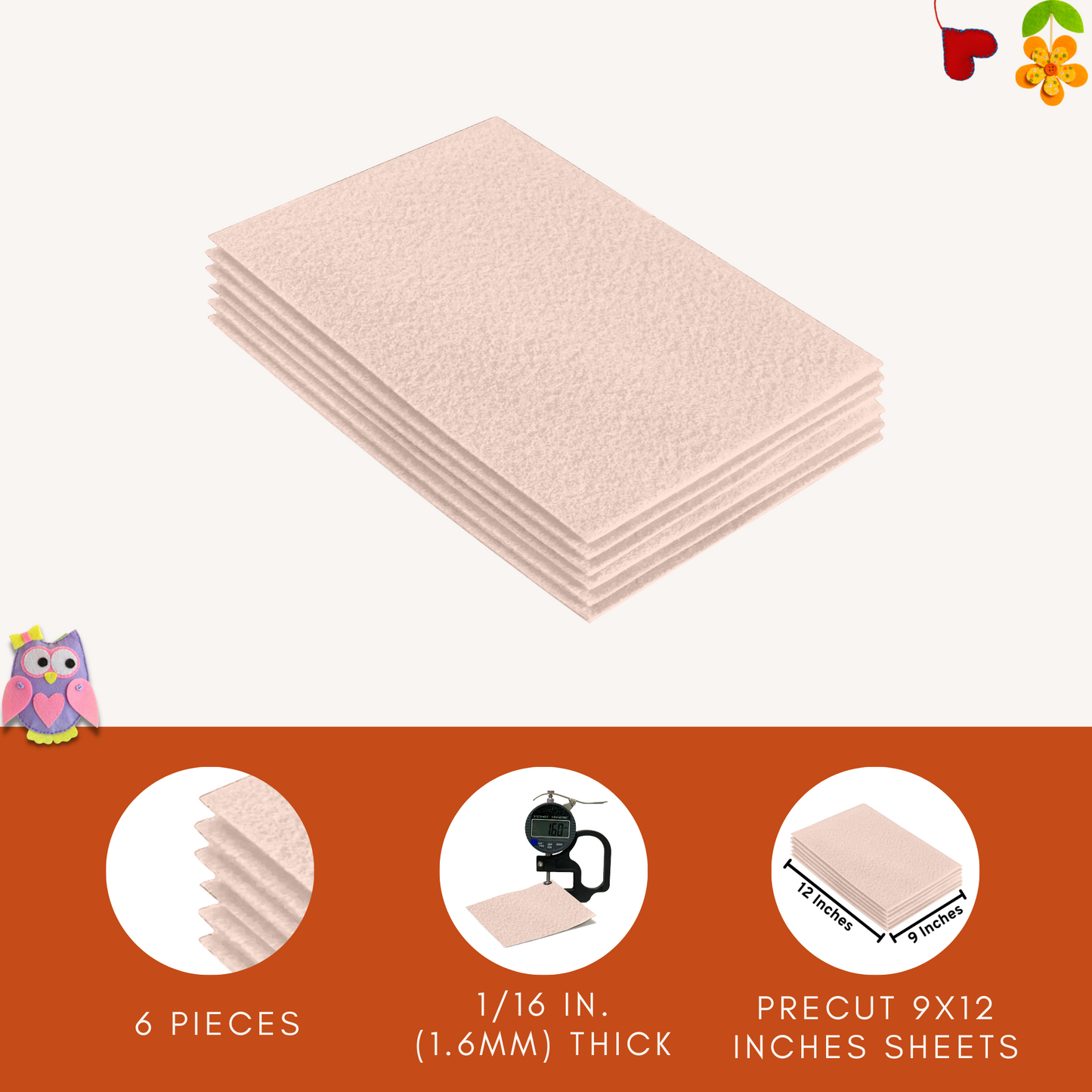 FabricLA Acrylic Felt 9"X12" Sheet Packs | Sand