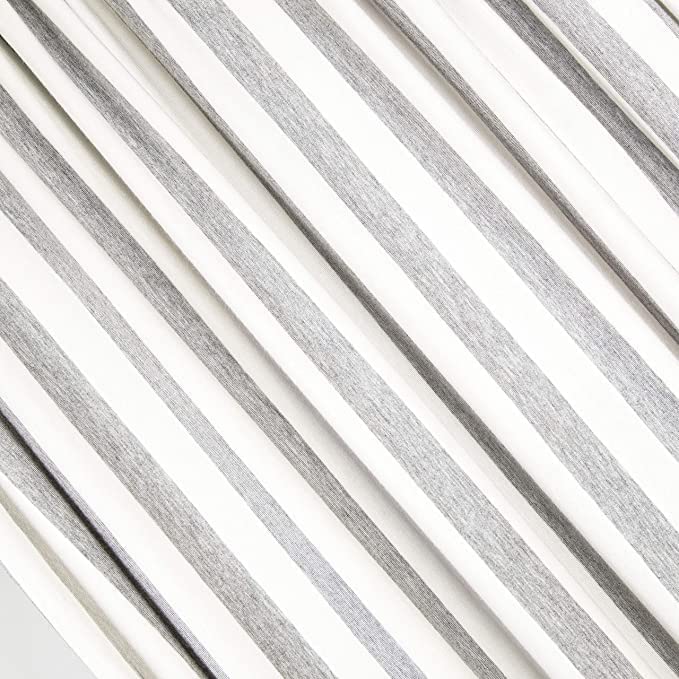 FabricLA Rayon Spandex Jersey Knit Fabric – 1" Stripes (Cream & Grey) | 58/60" Wide, 220 GSM, 4-Way Stretch – By the Yard