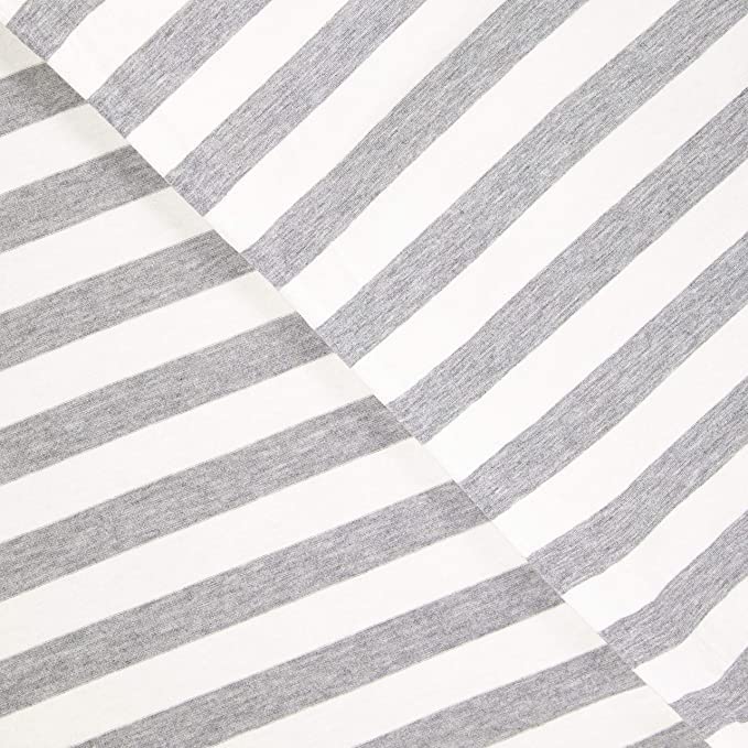 FabricLA Rayon Spandex Jersey Knit Fabric – 1" Stripes (Cream & Grey) | 58/60" Wide, 220 GSM, 4-Way Stretch – By the Yard