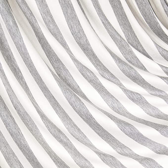 FabricLA Rayon Spandex Jersey Knit Fabric – 1" Stripes (Cream & Grey) | 58/60" Wide, 220 GSM, 4-Way Stretch – By the Yard