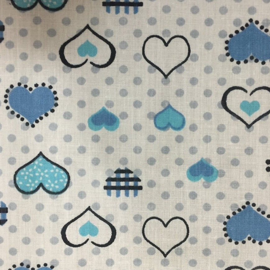 Polka Dot Heart Printed Poly Cotton Fabric
