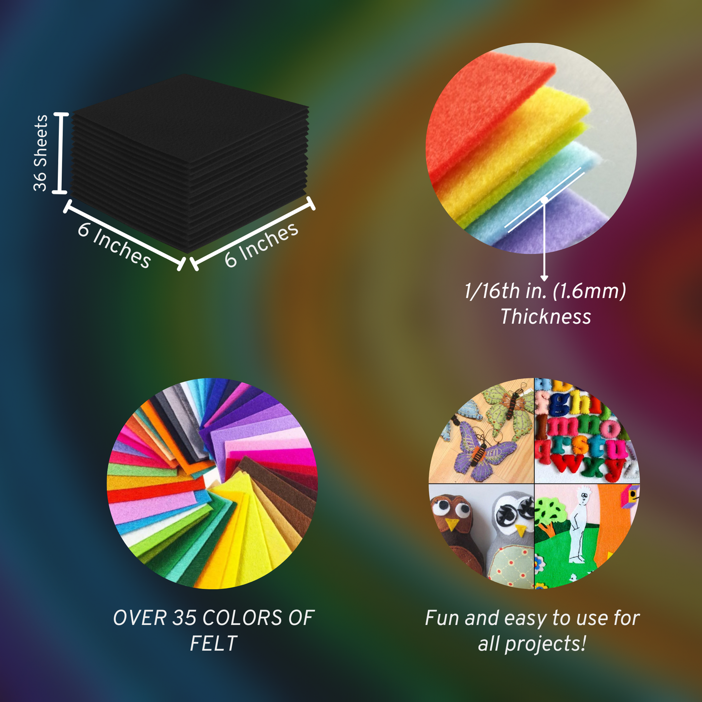 FabricLA Acrylic Felt Craft Sheet Packs – Black | Soft 100% Acrylic Felt Sheets for DIY & Sewing