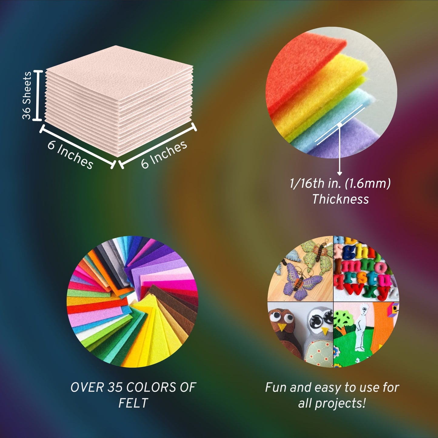 FabricLA Acrylic Felt Craft Sheet Packs – Ivory | Soft 100% Acrylic Felt Sheets for DIY & Crafts