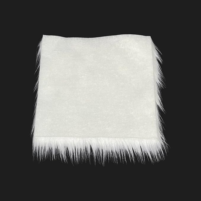 FabricLA Faux Fur Fabric - 8 Pieces Square Fur Material Fabric - 10" X 10" Inches (25cm x 25cm) - Shaggy Fur Patches Fabric Cuts Chair Cover Seat Cushion for DIY Craft - White