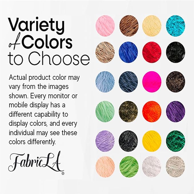 FabricLA Mohair Shaggy Faux Fur Fabric - Pre Cut Strips | Trim Ribbon | DIY Craft, Hobby, Costume, Decoration - Baby Blue