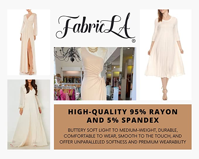 Ivory Rayon Spandex Jersey Knit Fabric – 60" Wide, 240 GSM | 4-Way Stretch by the Yard | FabricLA