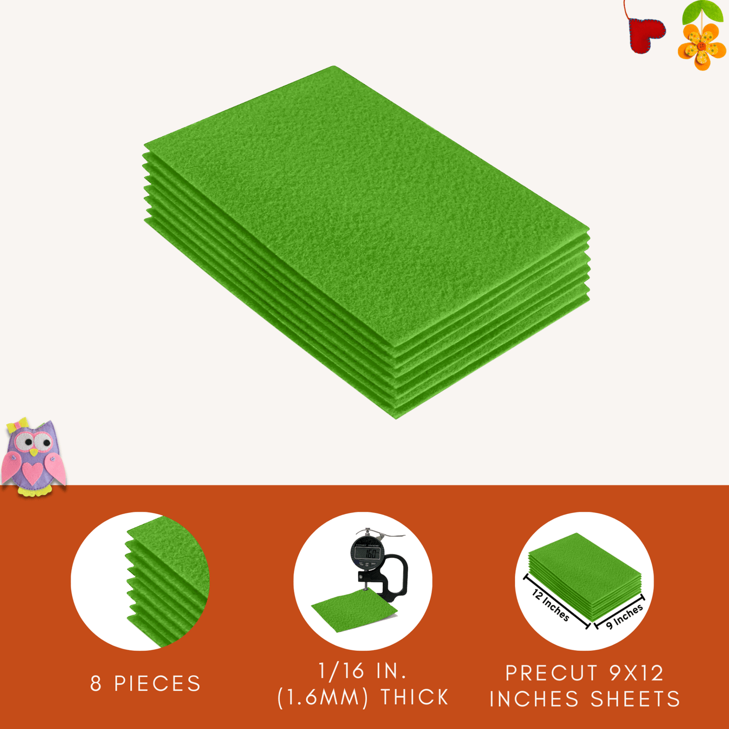 FabricLA Acrylic Felt 9"X12" Sheet Packs | Lime