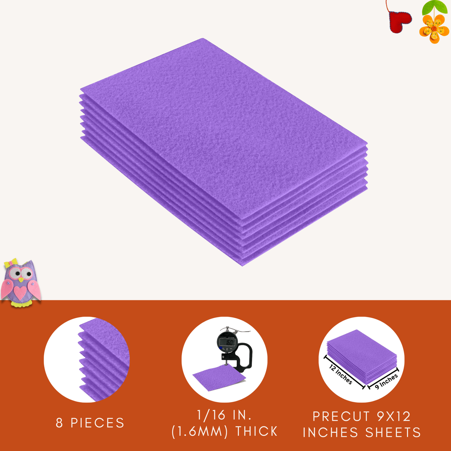FabricLA Acrylic Felt 9"X12" Sheet Packs | Lavender