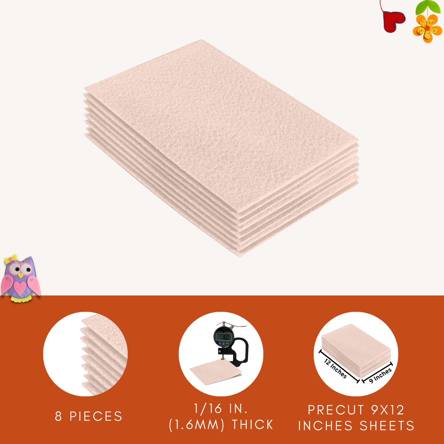 FabricLA Acrylic Felt 9"X12" Sheet Packs | Sand