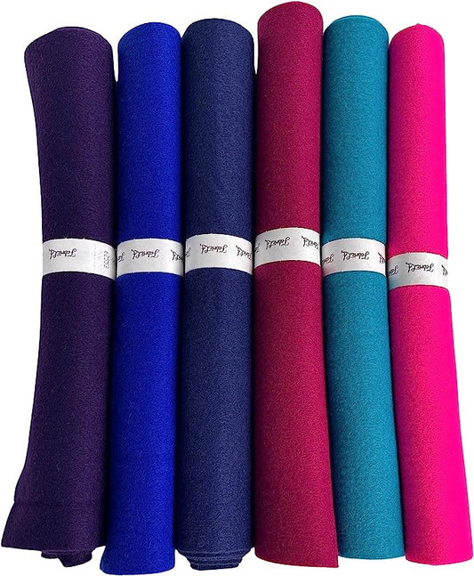 FabricLA Craft Felt Rolls 6 Pieces - 12" X 18" Inches Assorted Color Non-Woven Soft Felt Material - Acrylic Felt Roll for DIY Craftwork, Sewing and Patchwork - Color Visions