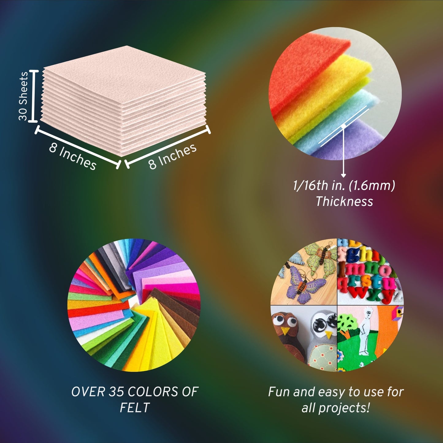 FabricLA Acrylic Felt Craft Sheet Packs – Ivory | Soft 100% Acrylic Felt Sheets for DIY & Crafts