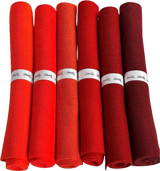FabricLA Craft Felt Rolls 6 Pieces - 12" X 18" Inches Assorted Color Non-Woven Soft Felt Material - Acrylic Felt Roll for DIY Craftwork, Sewing and Patchwork - Autumn Colors