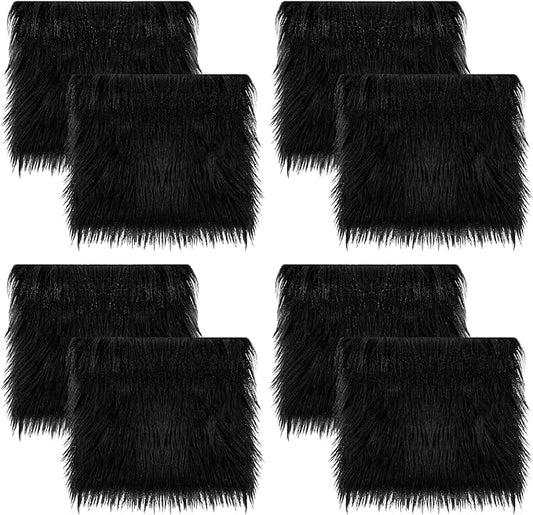 Faux Fur Fabric Squares | 8 Pcs DIY Craft Set by FabricLA | Shaggy Fur for Chair Covers & Cushions