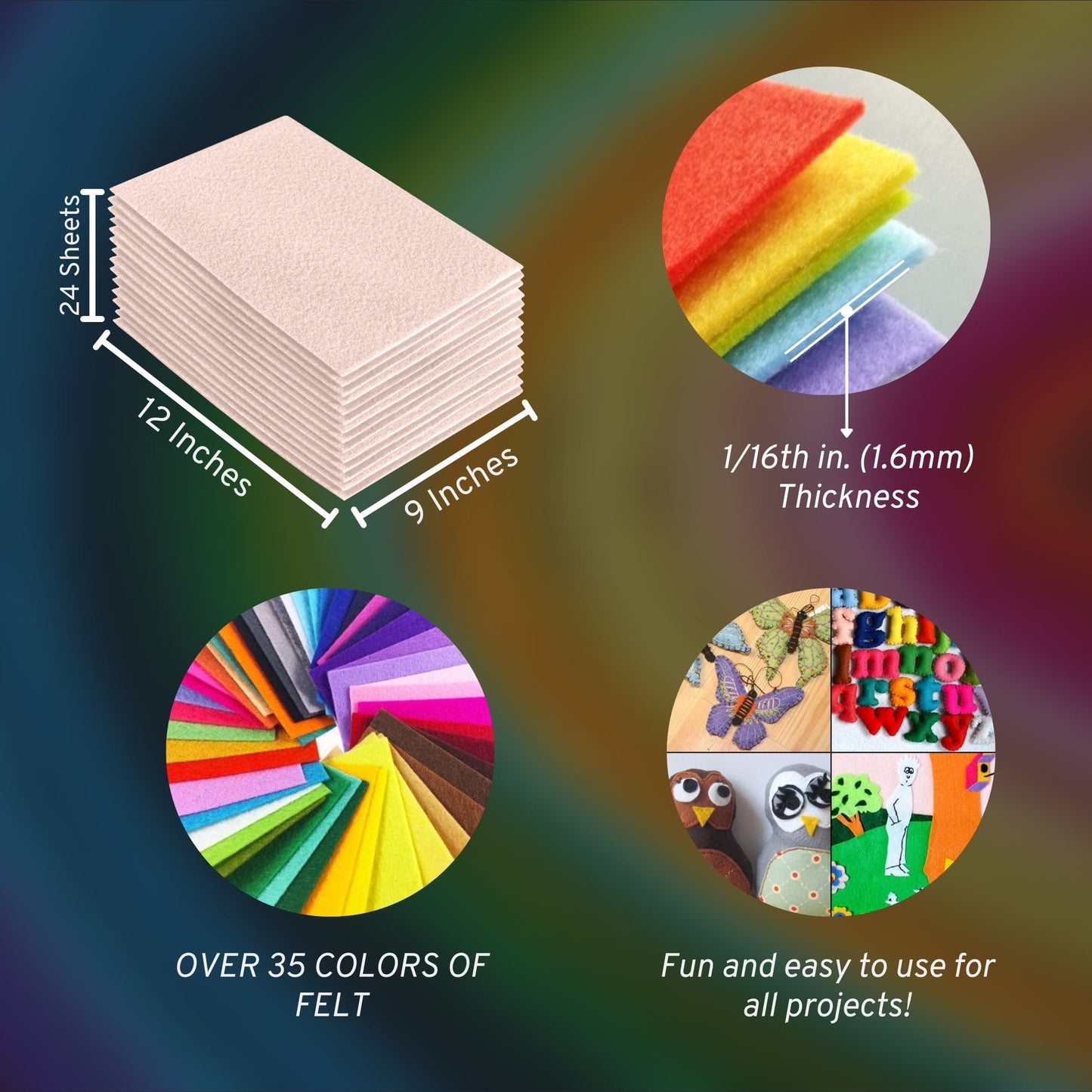 FabricLA Acrylic Felt Craft Sheet Packs – Ivory | Soft 100% Acrylic Felt Sheets for DIY & Crafts