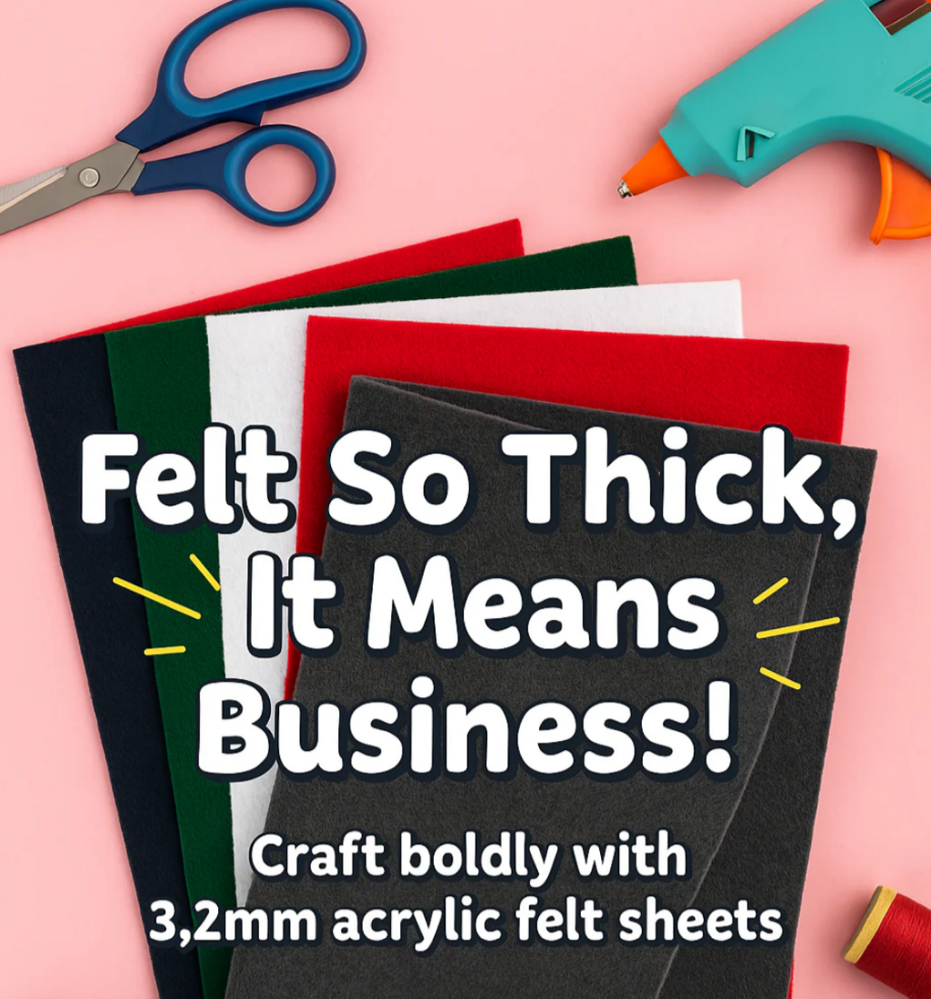 3.2mm Thick Acrylic Felt Sheets – 12"x18" Multi-Color or Single Color Options