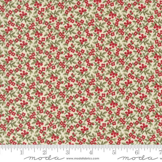 A Christmas Carol Snowflake Bountiful Berries Cream 44"/45" Fabric Per Yard