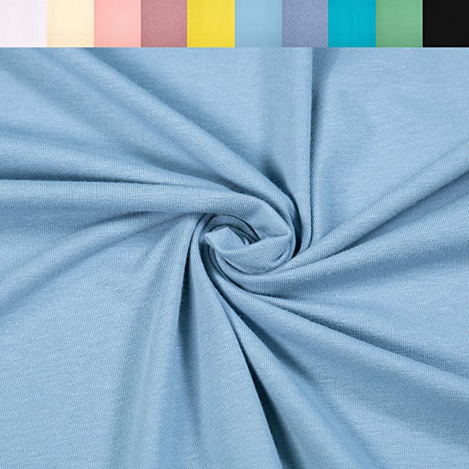 FabricLA 10 oz Cotton Spandex Jersey Knit Fabric – 4-Way Stretch | Dusty Blue