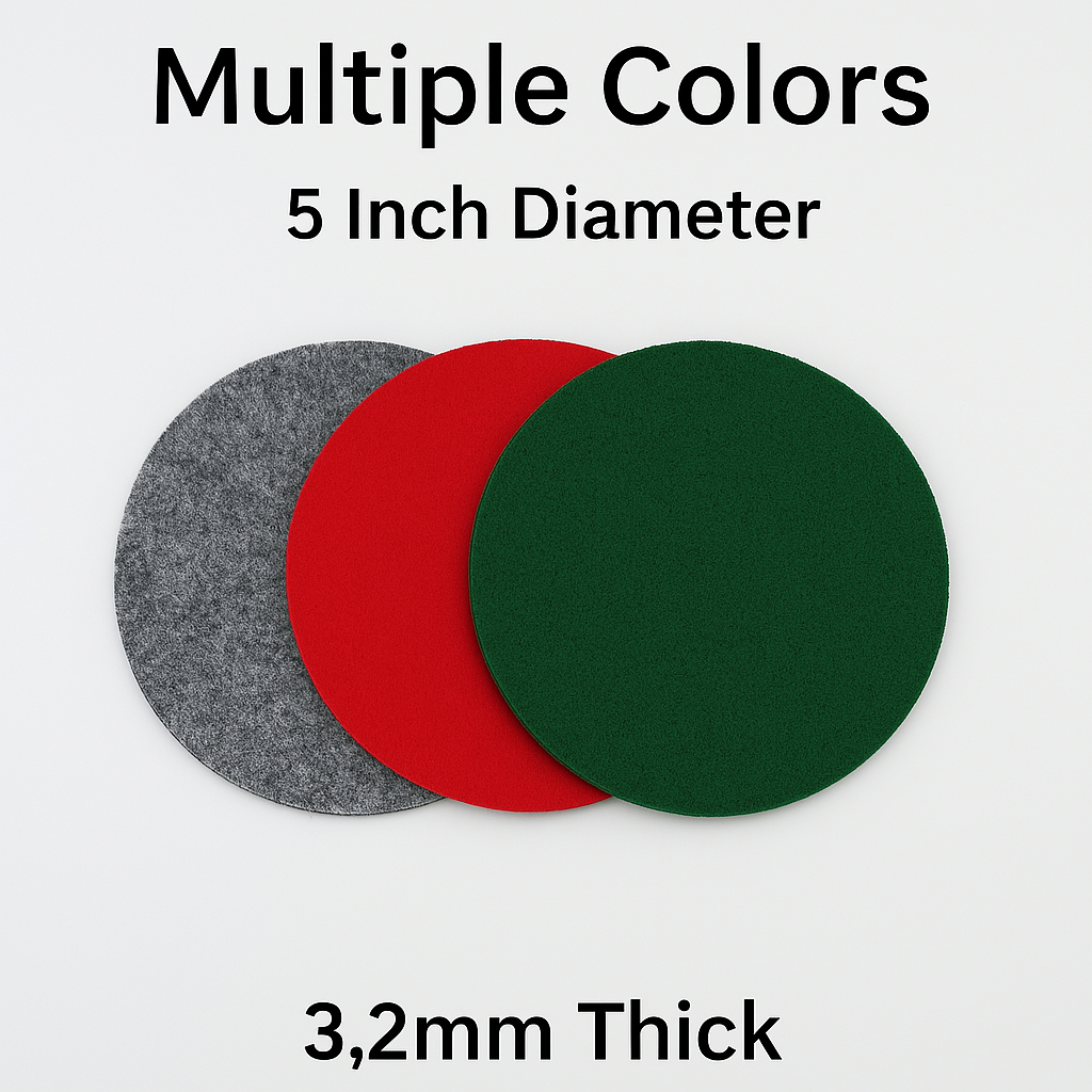 3.2mm Thick Premium Felt Circle – 5 Inch – (Pack of 5) – Multiple Colors