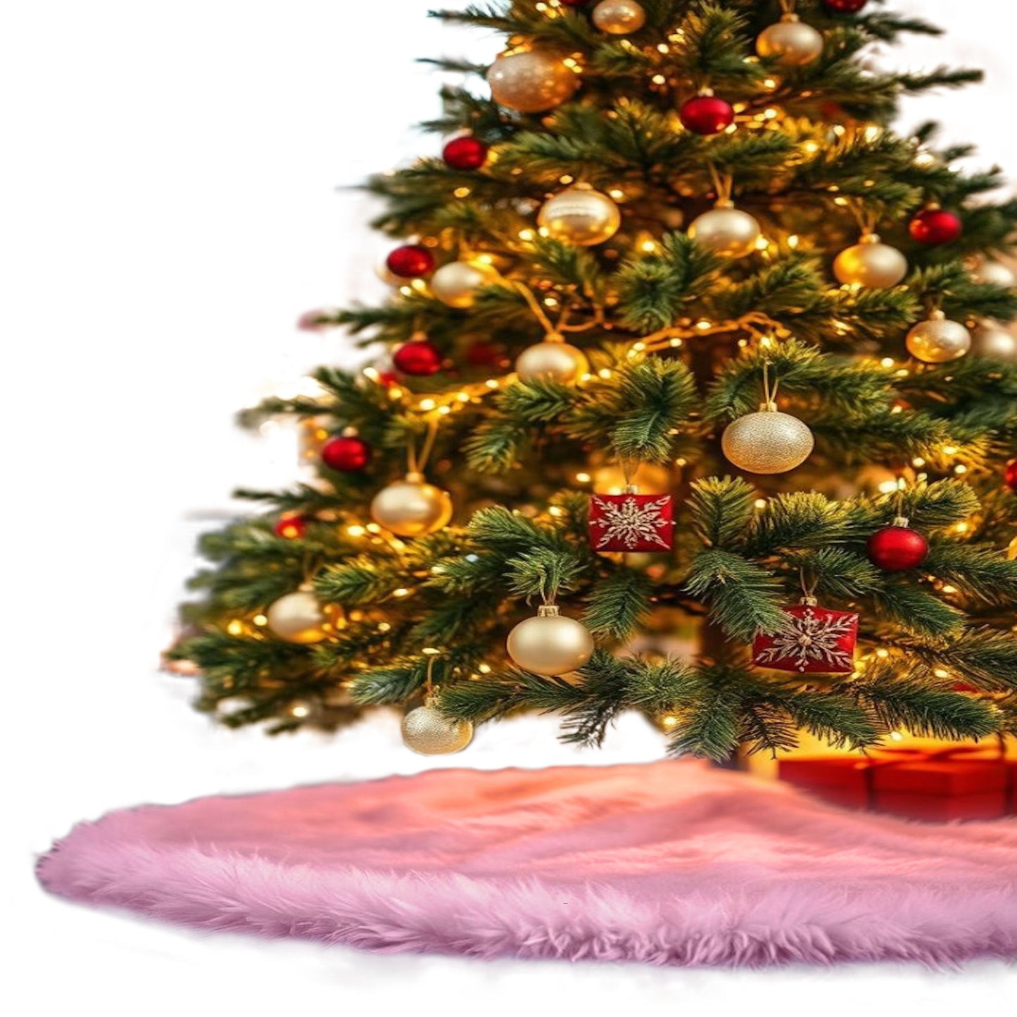 Premium Faux Fur Christmas Tree Skirt - 30 Inch | Luxurious Holiday Decorations