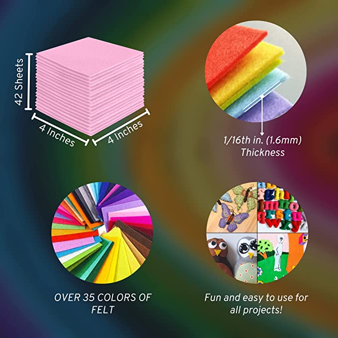 FabricLA Acrylic Felt Craft Sheet Packs – Baby Pink | Soft 100% Acrylic Felt Sheets for DIY & Crafts