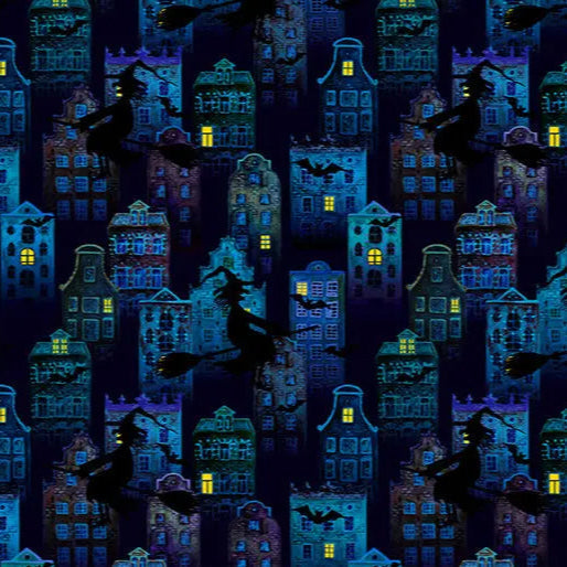 Batty Witch Digital Cuddle Multi Fabric per yard