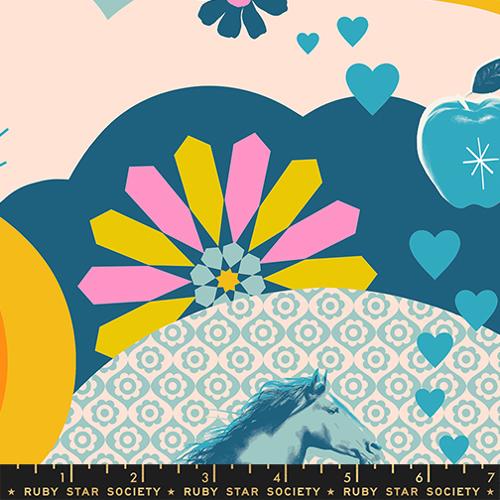 Best Day Ever Teal Retro Cotton 43"/44" Fabric Per Yard