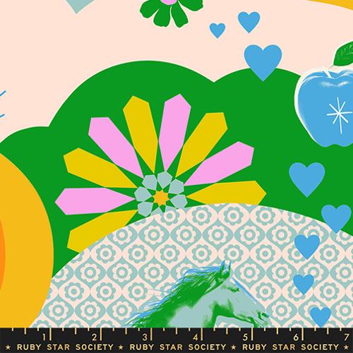 Best Day Ever Verdant Retro Cotton 43"/44" Fabric Per Yard