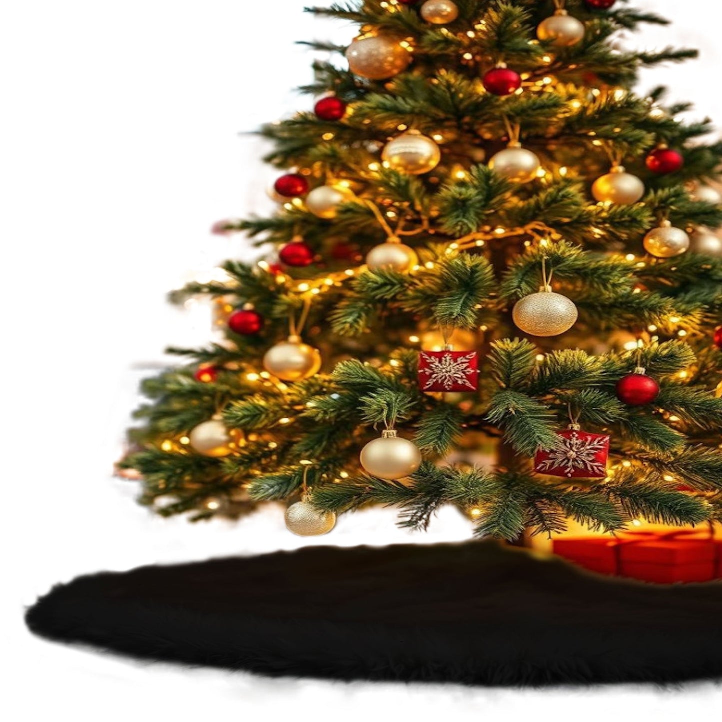 Premium Faux Fur Christmas Tree Skirt - 30 Inch | Luxurious Holiday Decorations