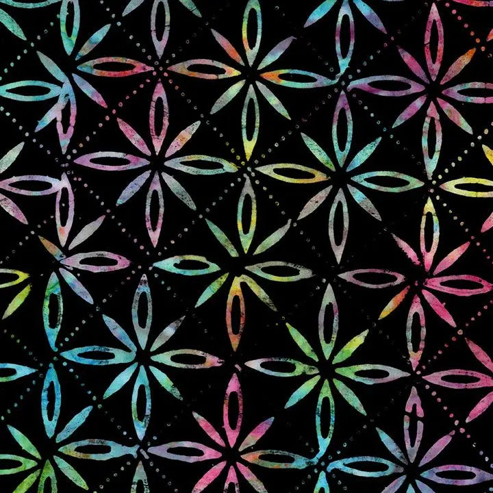 Black Starflowers & Dots Cotton Wideback Fabric per yard