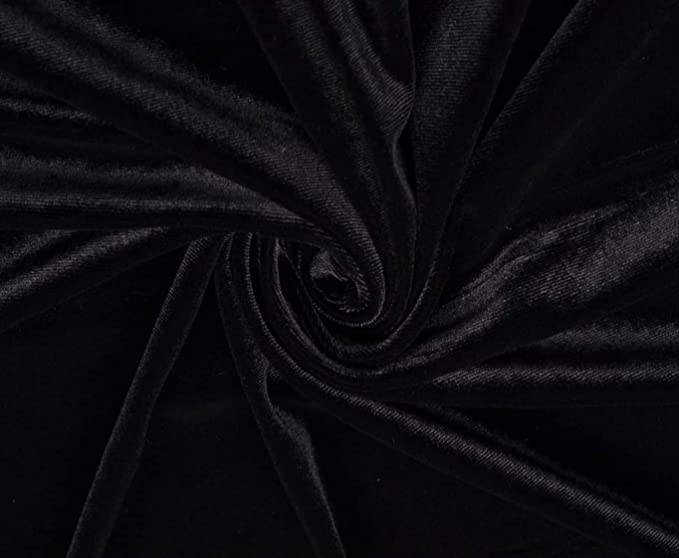 FabricLA Stretch Velvet Fabric by the Yard – Black | 90% Polyester 10% Spandex | 280gsm | 58/60” Wide