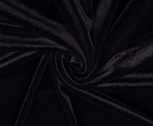 FabricLA Stretch Velvet Fabric by the Yard – Black | 90% Polyester 10% Spandex | 280gsm | 58/60” Wide