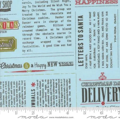 Blue Aqua Emmitt And Ivy News 44"/45" Fabric Per Yard