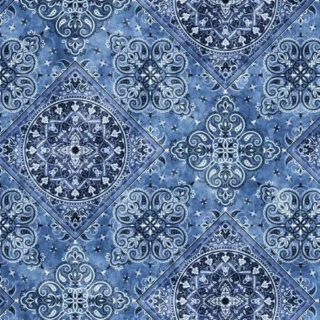 Blue Bandana Wideback Cotton Fabric ( 1 3/8 yard pack )