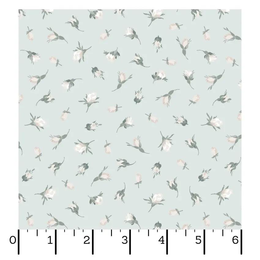 Blue Buds La Fleur Flannel Cotton 42"/43" Fabric Per Yard