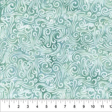 Seafoam Frost Swirls Cotton Wideback Fabric Per Yard