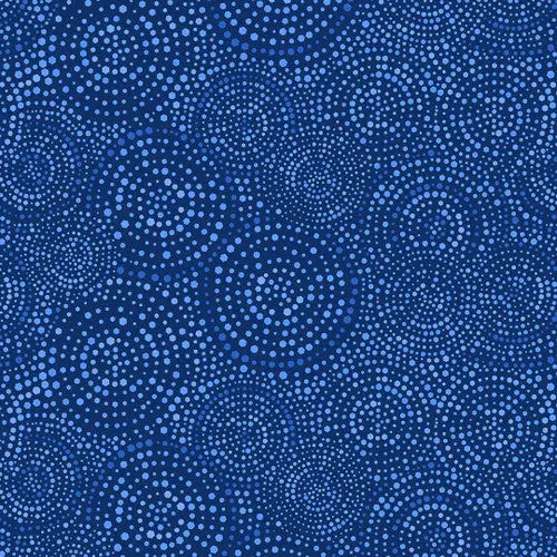 Blue Hexi Dots Cotton Wideback Fabric per yard