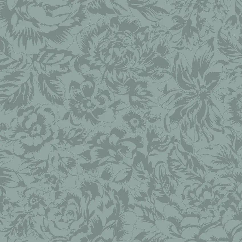 Blue Tonal Floral La Fleur Flannel Cotton 42"/43" Fabric Per Yard