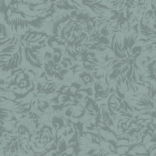 Blue Tonal Floral La Fleur Flannel Cotton 42"/43" Fabric Per Yard