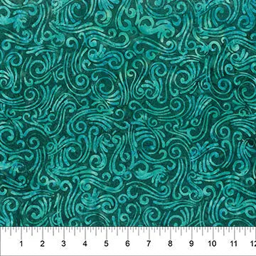 Blue Turquoise Swirls Cotton Wideback Fabric per yard