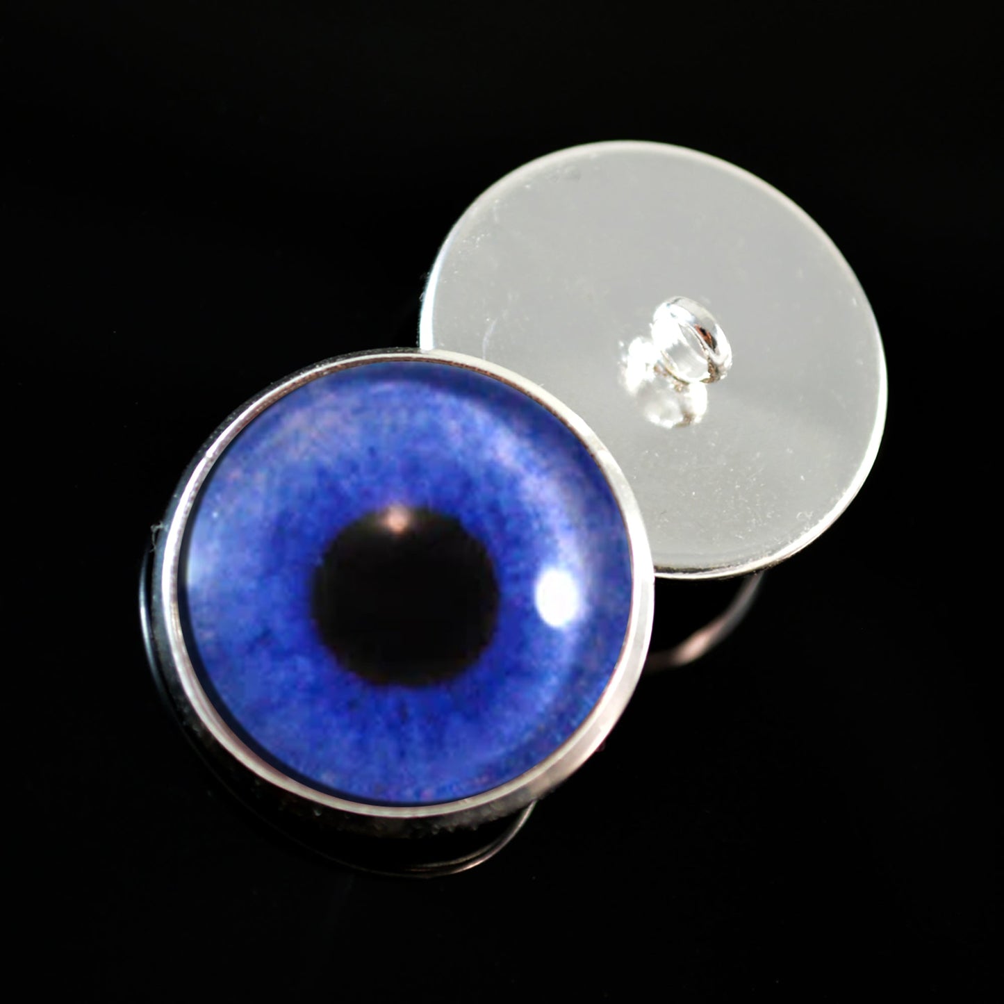 Blue Violet Zombie Sew-On Button Glass Eyes