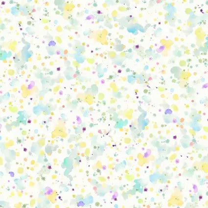 Blue Yellow Paint Splatter Cotton Wideback Fabric - ( 1 1/8 Yard Pack )