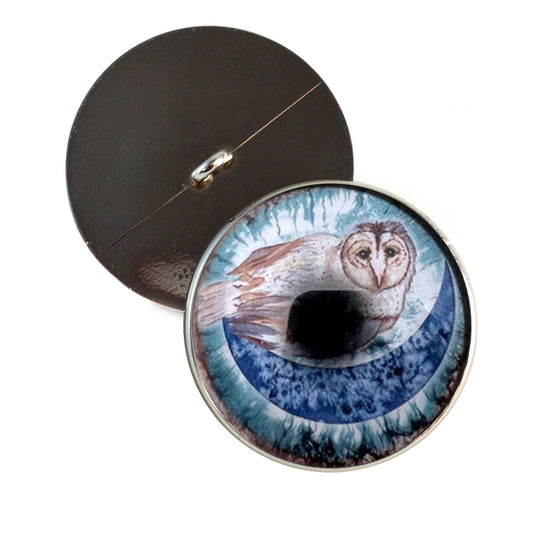 Boho Barn Owl Sew-On Button Glass Eyes