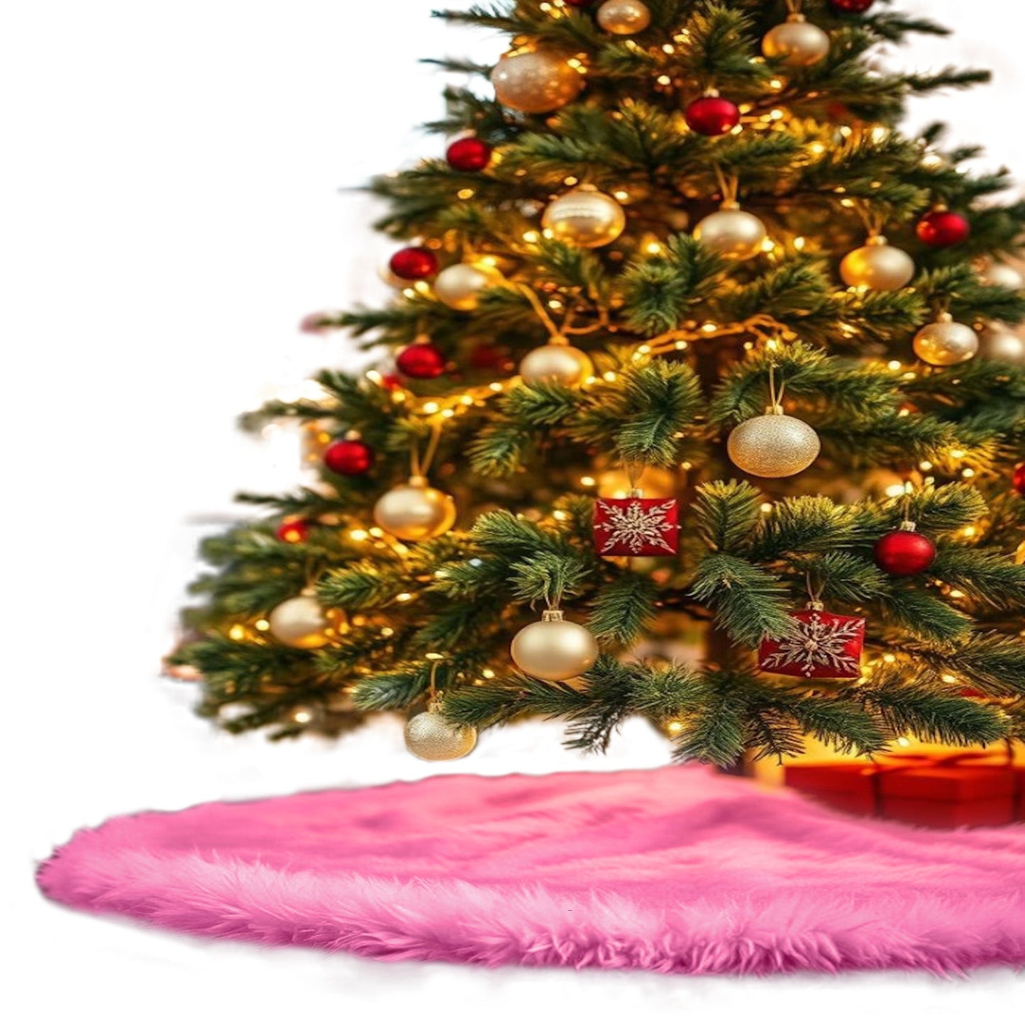 Premium Faux Fur Christmas Tree Skirt - 30 Inch | Luxurious Holiday Decorations