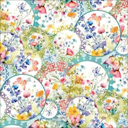 Butterfly Fantasy Collage Cotton 44"/45" Fabric Per Yard