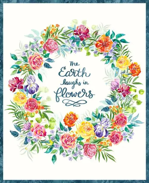 Chickadee Laughter Quote Panel Cloud 44"/45" Fabric Per Yard