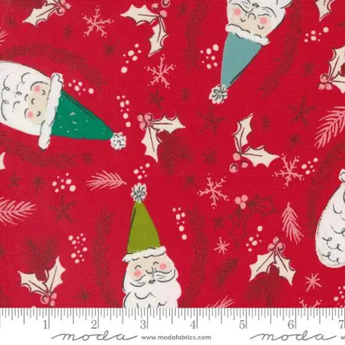 Cozy Wonderland Red Christmas Santa 44"/45" Fabric Per Yard