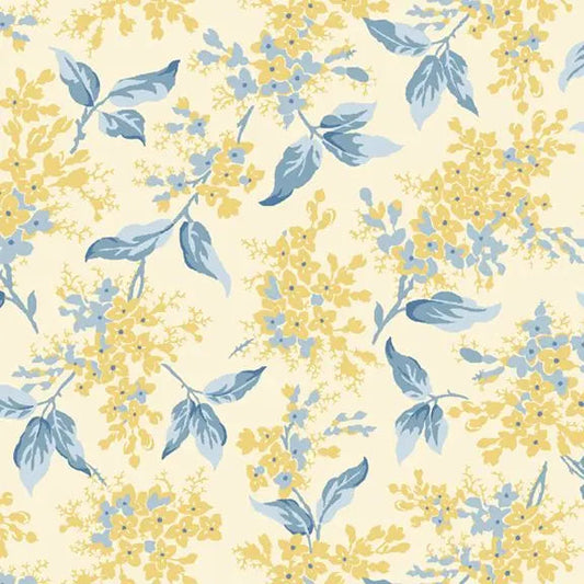 Cream Floral Branches Cotton Wideback Fabric per yard