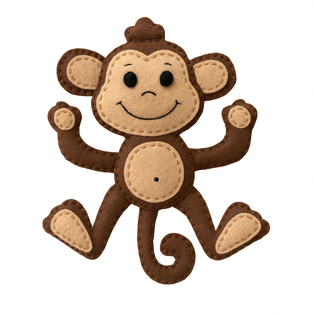 DIY Felt Monkey Craft Kit – Beginner Sewing Project for Kids | FabricLA